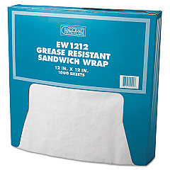 Bagcraft Grease-Resistant Paper Wraps and Liners, 12 x 12, White, 1,000/Box, 5 Boxes/Carton (BGC057012)