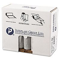 Inteplast Group Low-Density Commercial Can Liners, 30 gal, 0.58 mil, 30" x 36", Clear, Interleaved Roll, 25 Bags/Roll, 10 Rolls/Carton (IBSSL3036HVN)