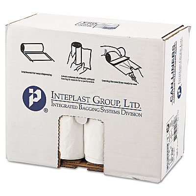 Inteplast Group Low-Density Commercial Can Liners, 30 gal, 0.7 mil, 30" x 36", White, Interleaved Roll, 25 Bags/Roll, 8 Rolls/Carton (IBSSL3036XHW2)