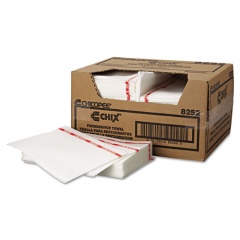Chix Food Service Towels, Cotton, 13 x 21, White/Red, 150/Carton (8252)