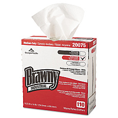 Brawny Professional Tall Dispenser All-Purpose DRC Wipers, 1-Ply, 9.25 x 16, Unscented, White, 110/Box 10 Boxes/Carton (GPC20075)