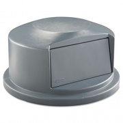 Rubbermaid Commercial Round BRUTE Dome Top Receptacle, Push Door for 44 gal Containers, 24.81w x 12.63h, Gray (264788GRA)