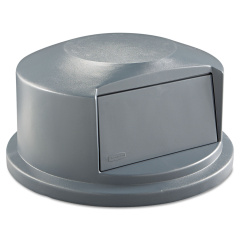 Rubbermaid Commercial Round BRUTE Dome Top Receptacle, Push Door for 44 gal Containers, 24.81" Diameter x 12.63h, Gray (264788GRA)