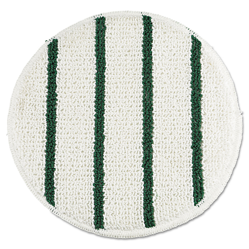 Rubbermaid Commercial Low Profile Scrub-Strip Carpet Bonnet, 19" Diameter, White/Green, 5/Carton (RCPP269)