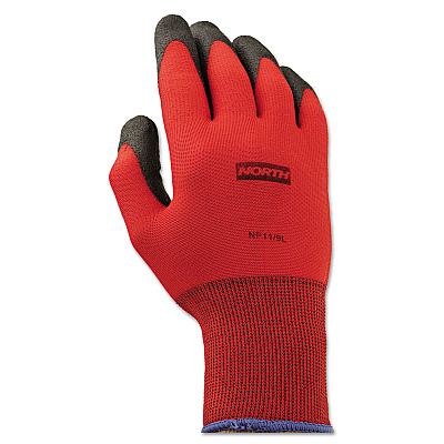 North by Honeywell NorthFlex Red Foamed PVC Gloves, Red/Black, Size 9/Large, 12 Pairs (NSPNF119L)