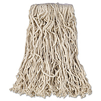 Rubbermaid Commercial Economy Cut-End Cotton Wet Mop Head, 16oz, 1" Band, White, 12/carton (RCPV116)
