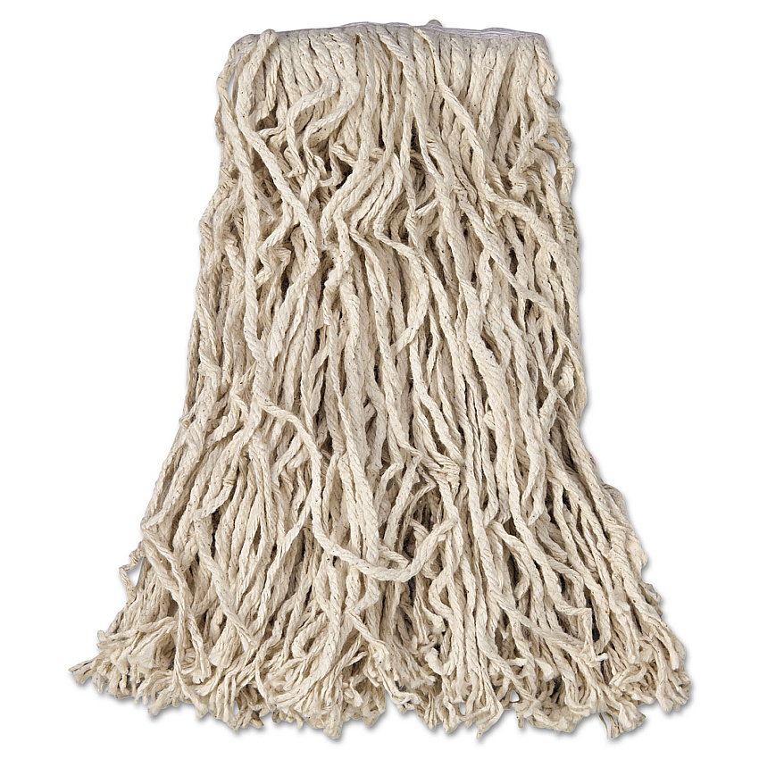 Rubbermaid Commercial Economy Cut-End Cotton Wet Mop Head, 16oz, 1" Band, White, 12/carton (RCPV116)
