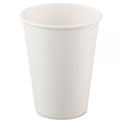 Solo Single-Sided Poly Paper Hot Cups, 12 oz, White, 50/Bag, 20 Bags/Carton (412WN)