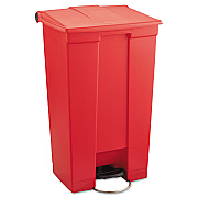 Rubbermaid Commercial Indoor Utility Step-On Waste Container, 23 gal, Plastic, Red (RCP6146RED)
