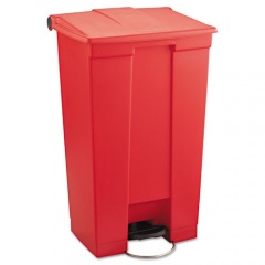 Rubbermaid Commercial Indoor Utility Step-On Waste Container, Rectangular, Plastic, 23 gal, Red (6146RED)