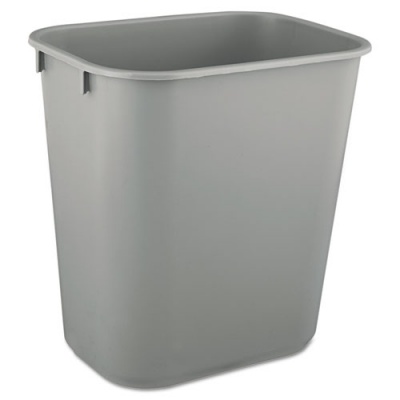 Rubbermaid Commercial Deskside Plastic Wastebasket, 3.5 gal, Plastic, Gray (2955GRA)
