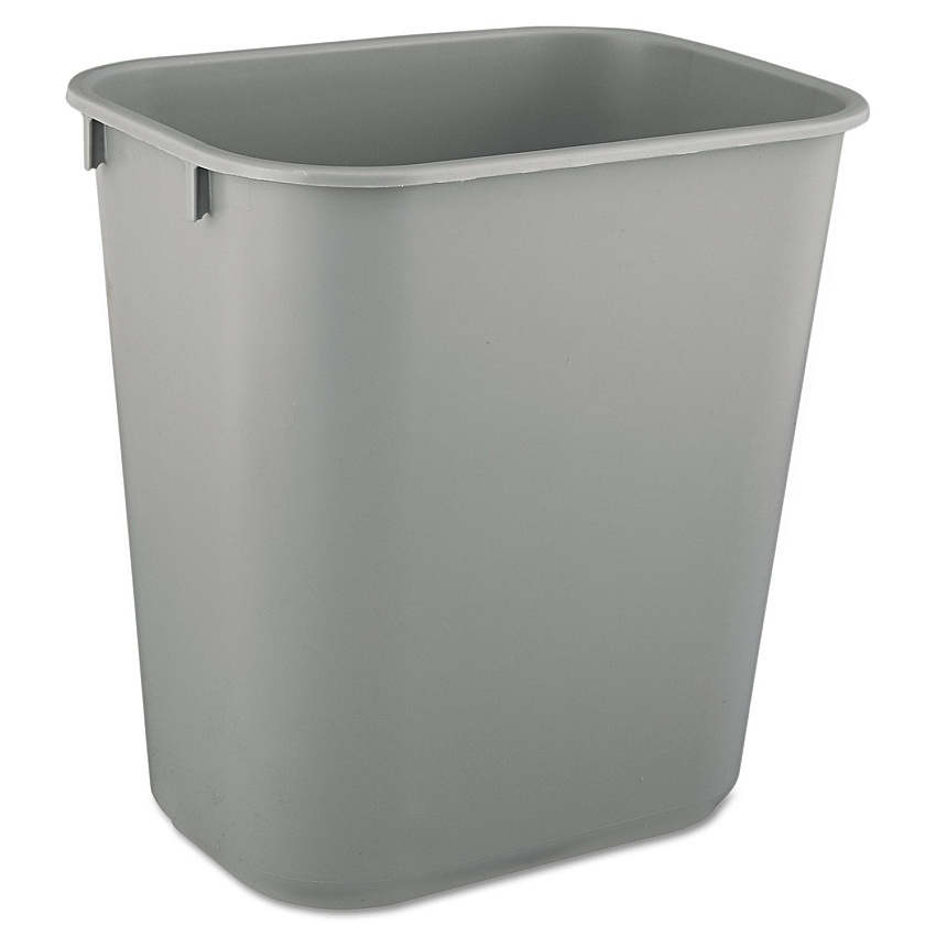 Rubbermaid Commercial Deskside Plastic Wastebasket, 3.5 gal, Plastic, Gray (RCP2955GRA)