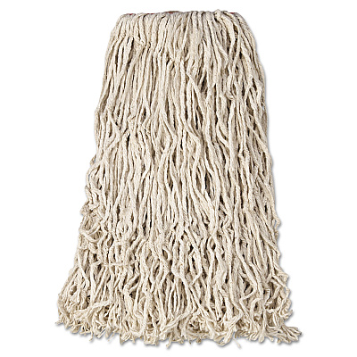 Rubbermaid Commercial Premium Cut-End Cotton Wet Mop Head, 24 oz, White, 1" White Band, 12/Carton (RCPF11812)