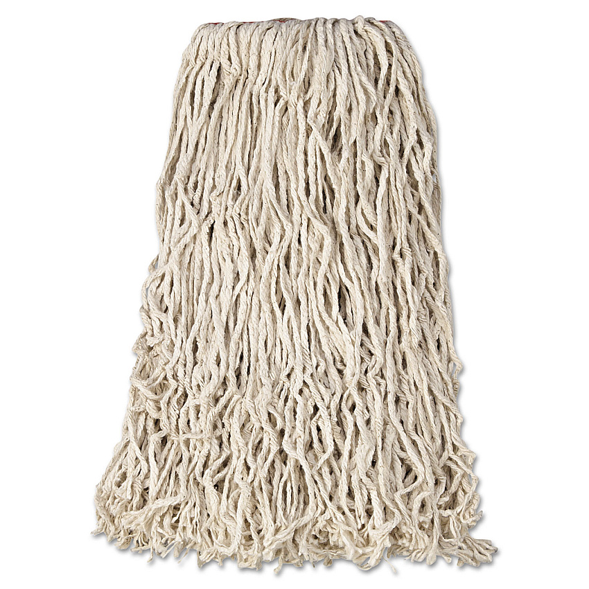 Rubbermaid Commercial Premium Cut-End Cotton Wet Mop Head, 24 oz, White, 1" White Band, 12/Carton (RCPF11812)