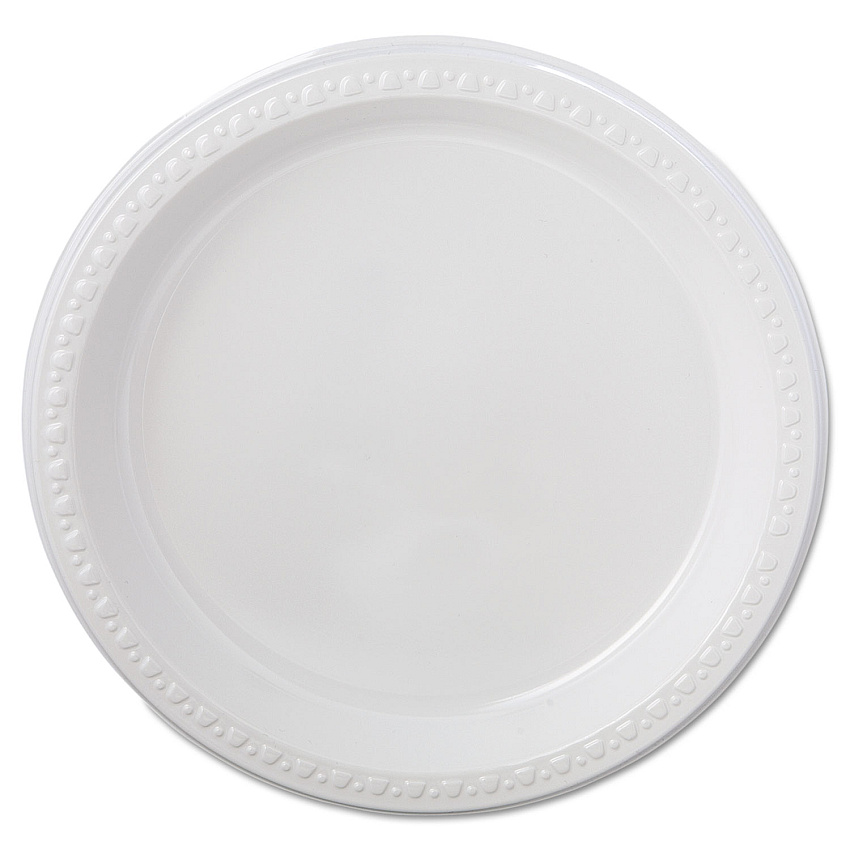 Chinet Heavyweight Plastic Plates, 9" dia, White, 125/Pack, 4 Packs/Carton (HUH81209)