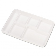 Chinet Heavy-Weight Molded Fiber Cafeteria Trays, 6-Compartment, 12.5  x 8.5, White, Paper, 500/Carton (22021CT)