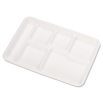 Chinet Heavy-Weight Molded Fiber Cafeteria Trays, 6-Compartment, 12.5  x 8.5, White, 500/Carton (22021CT)