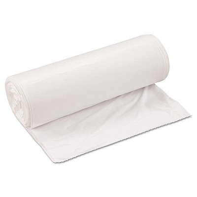Inteplast Group Low-Density Commercial Can Liners, 33 gal, 0.8 mil, 33" x 39", White, Interleaved Roll, 25 Bags/Roll, 6 Rolls/Carton (IBSSL3339XHW)