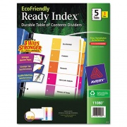 Avery Customizable Table of Contents Ready Index Dividers with Multicolor Tabs, 5-Tab, 1 to 5, 11 x 8.5, White, 3 Sets (11080)