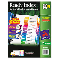 Avery Customizable Table of Contents Ready Index Dividers with Multicolor Tabs, 10-Tab, 1 to 10, 11 x 8.5, White, 3 Sets (AVE11082)