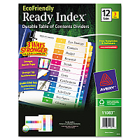 Avery Customizable Table of Contents Ready Index Dividers with Multicolor Tabs, 12-Tab, 1 to 12, 11 x 8.5, White, 3 Sets (AVE11083)