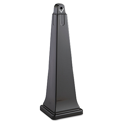 Rubbermaid Commercial GroundsKeeper Cigarette Waste Collector, Pyramid, 1 gal, 12.25 x 39.75,  Black (RCP257088BLA)