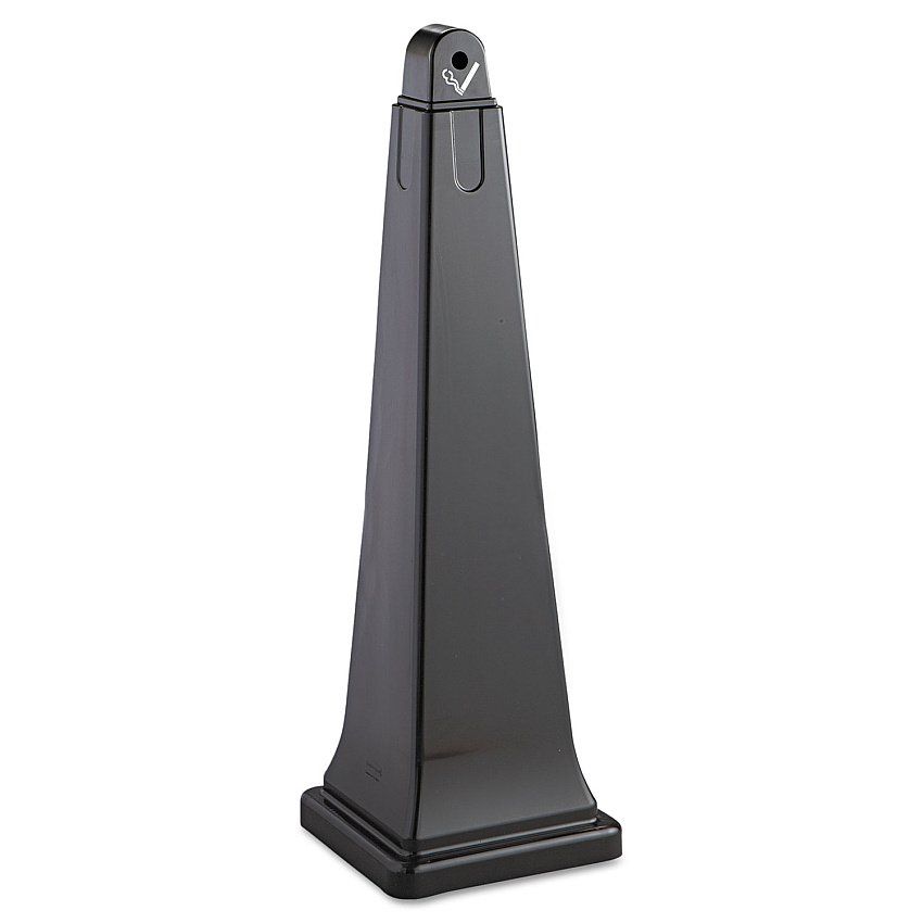 Rubbermaid Commercial GroundsKeeper Cigarette Waste Collector, Pyramid, 1 gal, 12.25 x 39.75,  Black (RCP257088BLA)