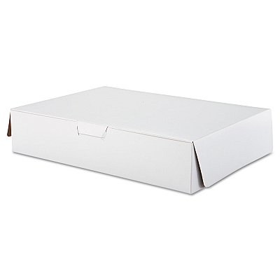 SCT White One-Piece Non-Window Bakery Boxes, 1/2-Sheet Cake Box, 19 x 14 x 4, White, Paper, 50/Carton (SCH1029)