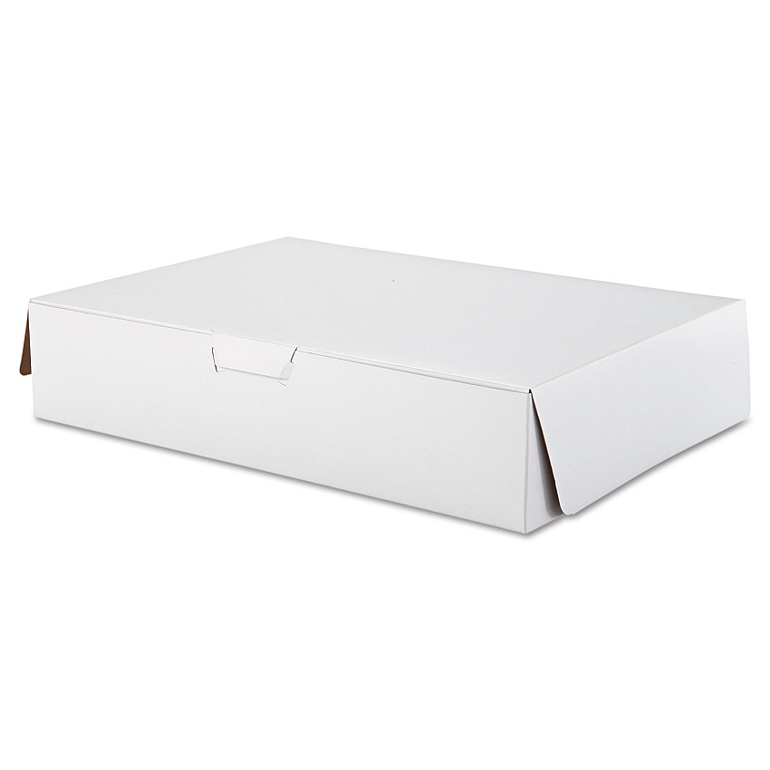 SCT White One-Piece Non-Window Bakery Boxes, 1/2-Sheet Cake Box, 19 x 14 x 4, White, Paper, 50/Carton (SCH1029)
