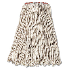 Rubbermaid Commercial Premium Cut-End Cotton Wet Mop Head, 16oz, White, 1" Orange Band, 12/Carton (RCPF11612)
