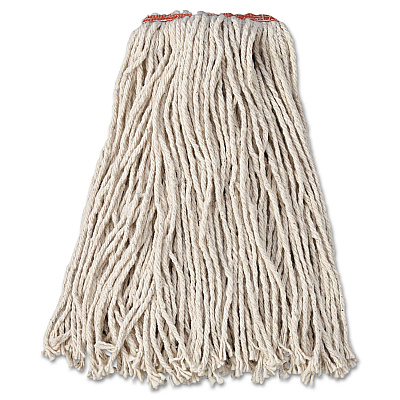 Rubbermaid Commercial Premium Cut-End Cotton Wet Mop Head, 16oz, White, 1" Orange Band, 12/Carton (RCPF11612)