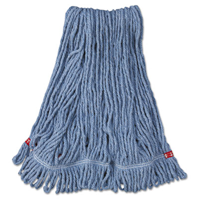 Rubbermaid Commercial Web Foot Wet Mop Head, Shrinkless, Cotton/synthetic, Blue, Medium, 6/carton (RCPA212BLU)