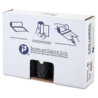 Inteplast Group Low-Density Commercial Can Liners, 60 gal, 1.4 mil, 38" x 58", Black, Interleaved Roll, 20 Bags/Roll, 5 Rolls/Carton (IBSSLW3858SHK)