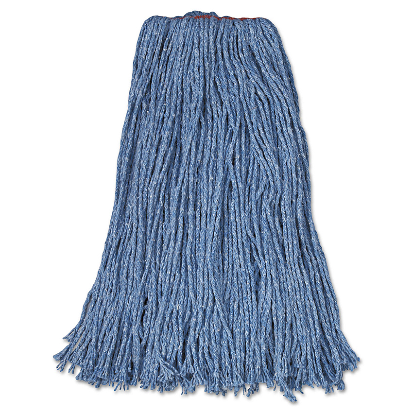 Rubbermaid Commercial Cotton/synthetic Cut-End Blend Mop Head, 24 Oz, 1" Band, Blue, 12/carton (RCPF51812BLU)
