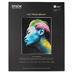 Epson Hot Press Bright Fine Art Paper, 17 mil, 17 x 22, Smooth Matte White, 25/Pack (EPSS042331)