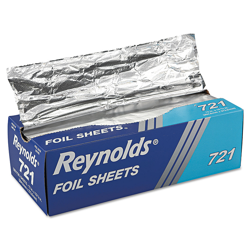 Reynolds Wrap Interfolded Aluminum Foil Sheets, 10.75 x 12, 500 Sheets/Box, 6 Boxes/Carton (RFP721)