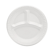 Dart Quiet Classic Laminated Foam Plates, 3-Compartment Plate, 9" dia, White, 125/Pack, 4 Packs/Carton (DCC9CPWQR)