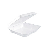 Dart Foam Hinged Lid Containers, 7.5 x 8 x 2.2, White, 200/Carton (DCC80HT1R)