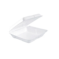 Dart Foam Hinged Lid Containers, 7.5 x 8 x 2.2, White, 200/Carton (DCC80HT1R)