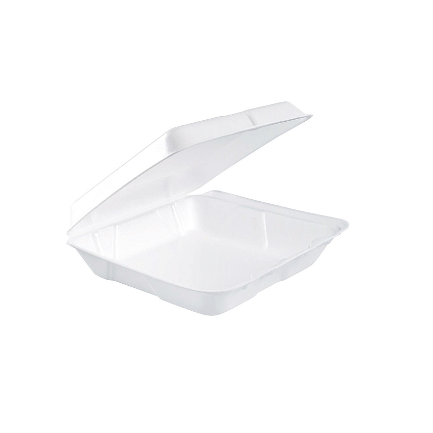 Dart Foam Hinged Lid Containers, 7.5 x 8 x 2.2, White, 200/Carton (DCC80HT1R)