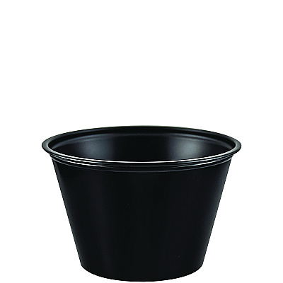 Dart Polystyrene Portion Cups, 4 oz, Black, 250/Bag, 10 Bags/Carton (DCCP400BLK)