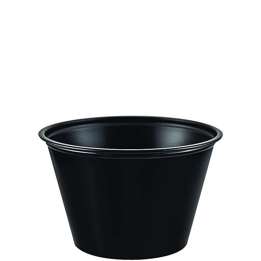 Dart Polystyrene Portion Cups, 4 oz, Black, 250/Bag, 10 Bags/Carton (DCCP400BLK)