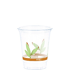 Dart Bare Eco-Forward RPET Cold Cups, 12 oz to 14 oz, Leaf Design, Clear, Squat, 50/Pack (DCCRTP12BAREPK)