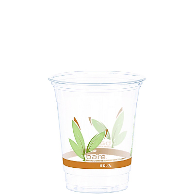 Dart Bare Eco-Forward RPET Cold Cups, 12 oz to 14 oz, Leaf Design, Clear, Squat, 50/Pack (DCCRTP12BAREPK)