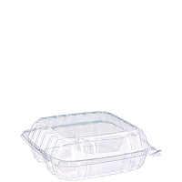 Dart ClearSeal Hinged-Lid Plastic Containers, 8.25 x 8.25 x 3, Clear, Plastic, 125/Pack, 2 Packs/Carton (DCCC90PST3)