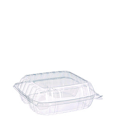 Dart ClearSeal Hinged-Lid Plastic Containers, 8.25 x 8.25 x 3, Clear, Plastic, 125/Pack, 2 Packs/Carton (DCCC90PST3)