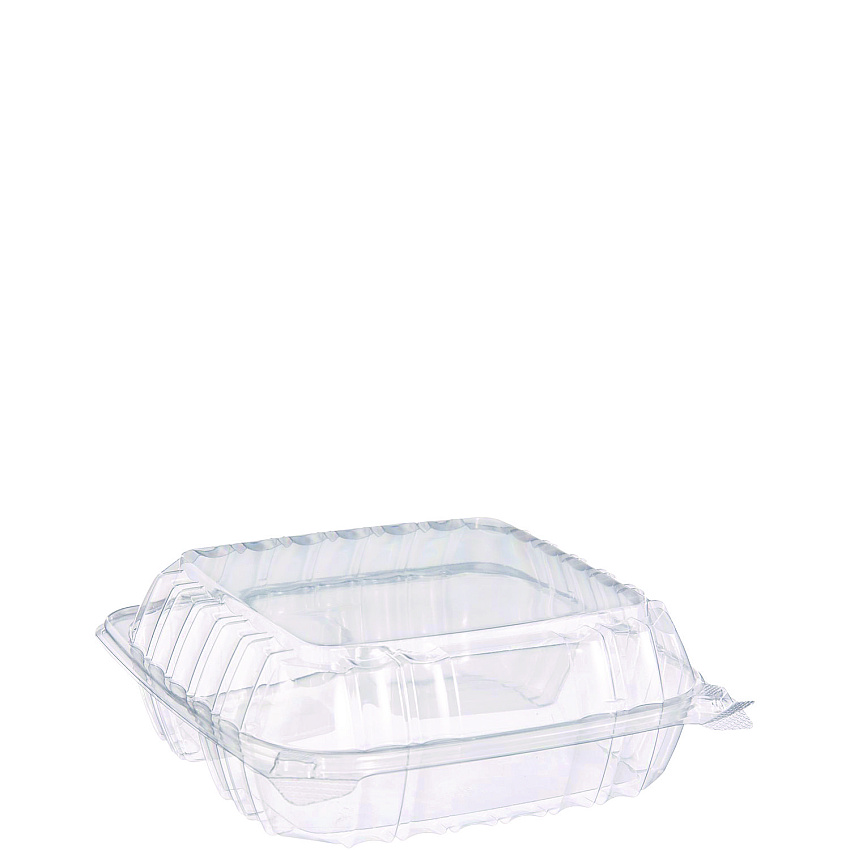 Dart ClearSeal Hinged-Lid Plastic Containers, 8.25 x 8.25 x 3, Clear, Plastic, 125/Pack, 2 Packs/Carton (DCCC90PST3)