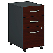 Bush Series C Mobile Pedestal File, Left/Right, 3-Drawers: Box/Box/File, Legal/Letter/A4/A5, Cherry/Gray, 15.75" x 20.25" x 27.88" (BSHWC24453SU)