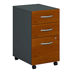 Bush Series C Mobile Pedestal File, Left/Right, 3-Drawers: Box/Box/File, Legal/Letter/A4/A5, Cherry/Gray, 15.75" x 20.25" x 27.88" (BSHWC72453SU)