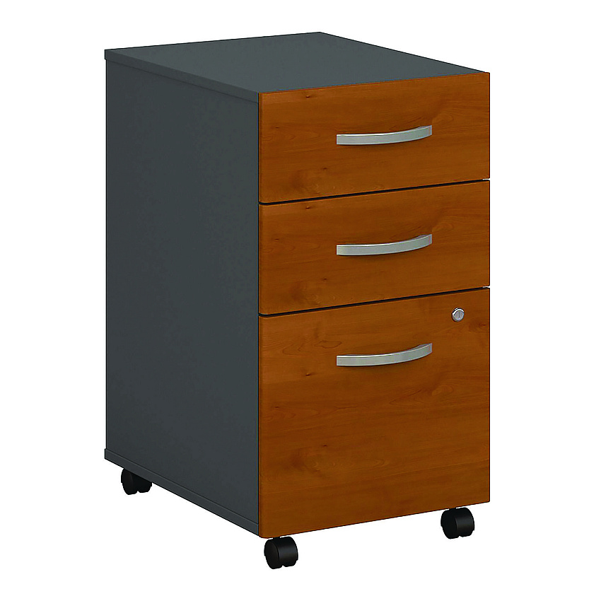 Bush Series C Mobile Pedestal File, Left/Right, 3-Drawers: Box/Box/File, Legal/Letter/A4/A5, Cherry/Gray, 15.75" x 20.25" x 27.88" (BSHWC72453SU)